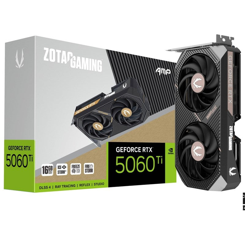 ZOTAC GAMING GeForce RTX 5060 Ti 16GB AMP GDDR7 Gaming Graphics Card ZOTAC GAMING GeForce RTX 5060 Ti 16GB AMP GDDR7 Gaming Graphics Card